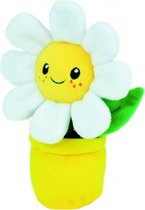 knuffel Bloempot junior 15 cm pluche wit/geel