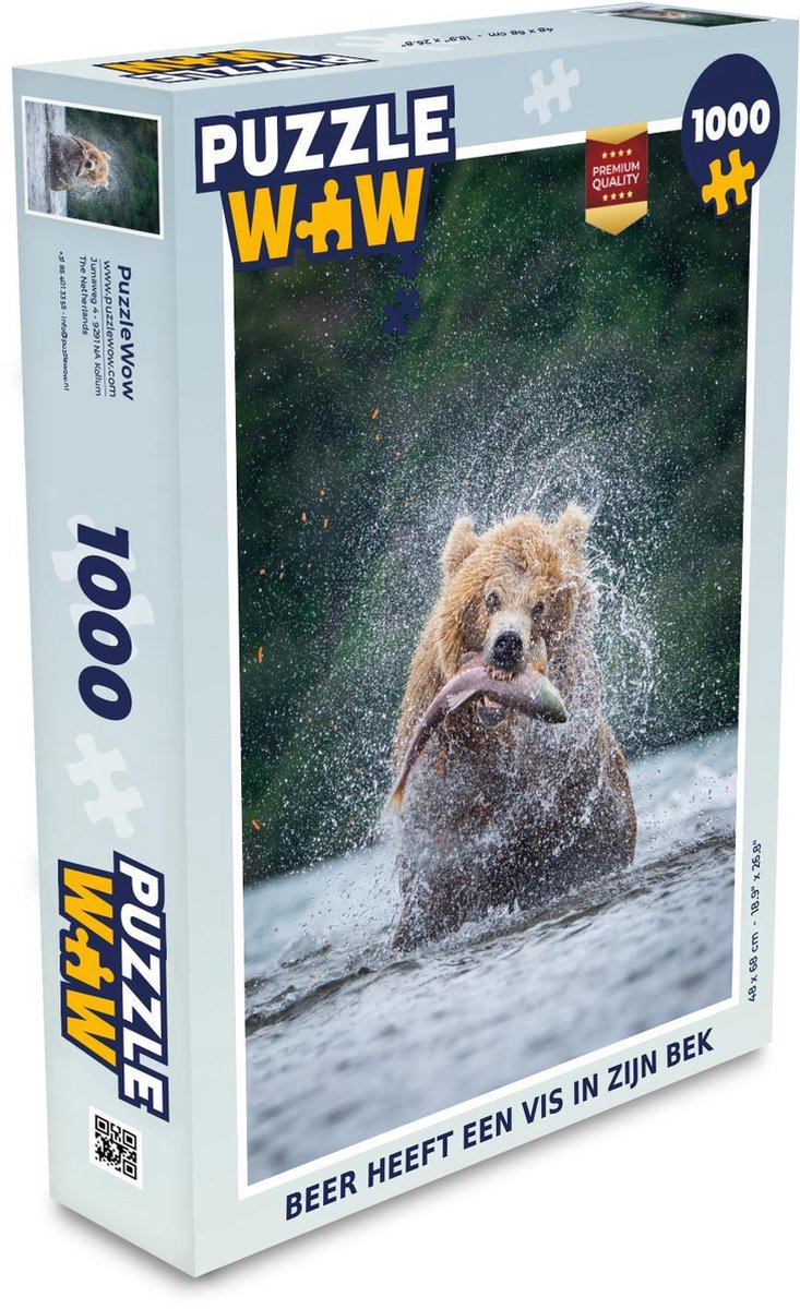 Afbeelding van product PuzzleWow  Puzzel Beer - Water - Vis - Legpuzzel - Puzzel 1000 stukjes volwassenen