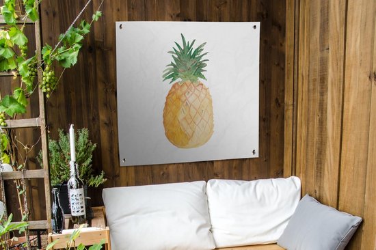 Torchon de jardin Ananas - Aquarelle - Wit - 100x100 cm