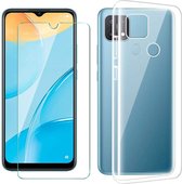 Silicone hoesje transparant met 2 Pack Tempered glas Screen Protector Geschikt voor: Oppo A15 / A15s