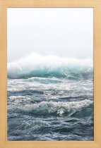 JUNIQE - Poster in houten lijst Big Splash Hawaii -40x60 /Blauw & Wit
