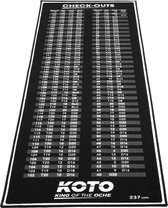 KOTO Check Out Tapijt Zwart 285 x 80 cm, Incl. Score-indicatie & Ochelijn, Professionele Dartmat, Bescherming Vloer & Dartpijlen, Dartmat