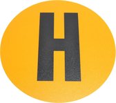 Magazijn vloersticker   -  Ø 19 cm   -  geel / zwart   -  Letter H