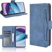 Voor OnePlus Nord CE 5G Huid Voelen Kalf Patroon Horizontale Flip Lederen Case met Houder & Kaartsleuven & Fotolijst (Blauw)