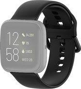 By Qubix geschikt voor Fitbit Versa 1 - 2 & Lite siliconen sportbandje met gespsluiting - Zwart - Maat: Large Smartwatchbandje bandje Armband Polsband