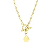 Stalen goldplated ketting t-bone bloem