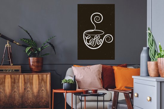 Sticker Muursticker Café Vintage - Tableau Café vintage - 60x90 cm - film adhésif autocollant - sticker mural repositionnable