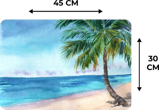 Set de table - Plage - Palmier - Mer - 45x30 cm - 6 pièces