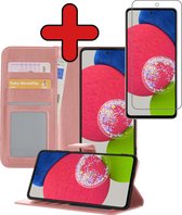 Samsung Galaxy A52s Hoesje Book Case Hoes Portemonnee Cover Met Screenprotector - Samsung Galaxy A52s Case Hoesje Wallet Case - rose Goud