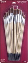 Studio 71 - Brush set brown synthetic flat long handle 12pcs