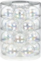 60x Transparant parelmoer glazen kerstballen 6 cm glans en mat - Kerstboomversiering transparant parelmoer