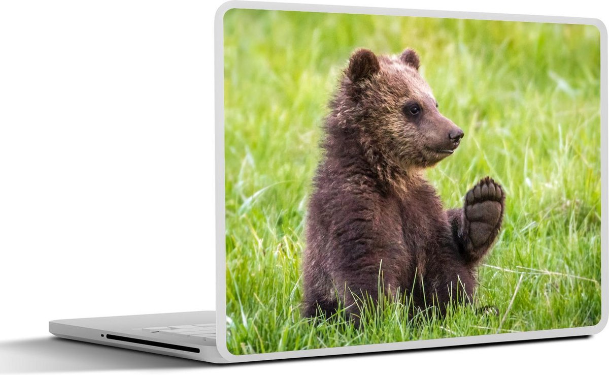 Afbeelding van product SleevesAndCases  Laptop sticker - 17.3 inch - Berenjong steekt zijn poot op