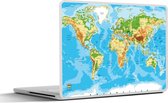 Laptop sticker - 17.3 inch - Wereldkaart - Atlas - Kleuren - Kids - Jongens - Meisjes - 40x30cm - Laptopstickers - Laptop skin - Cover