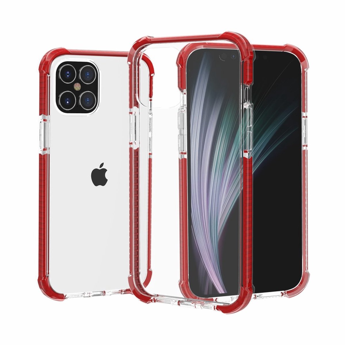 Geschikt voor iPhone 12 / iPhone 12 Pro bumper case hoesje TPU + acryl - transparant rood