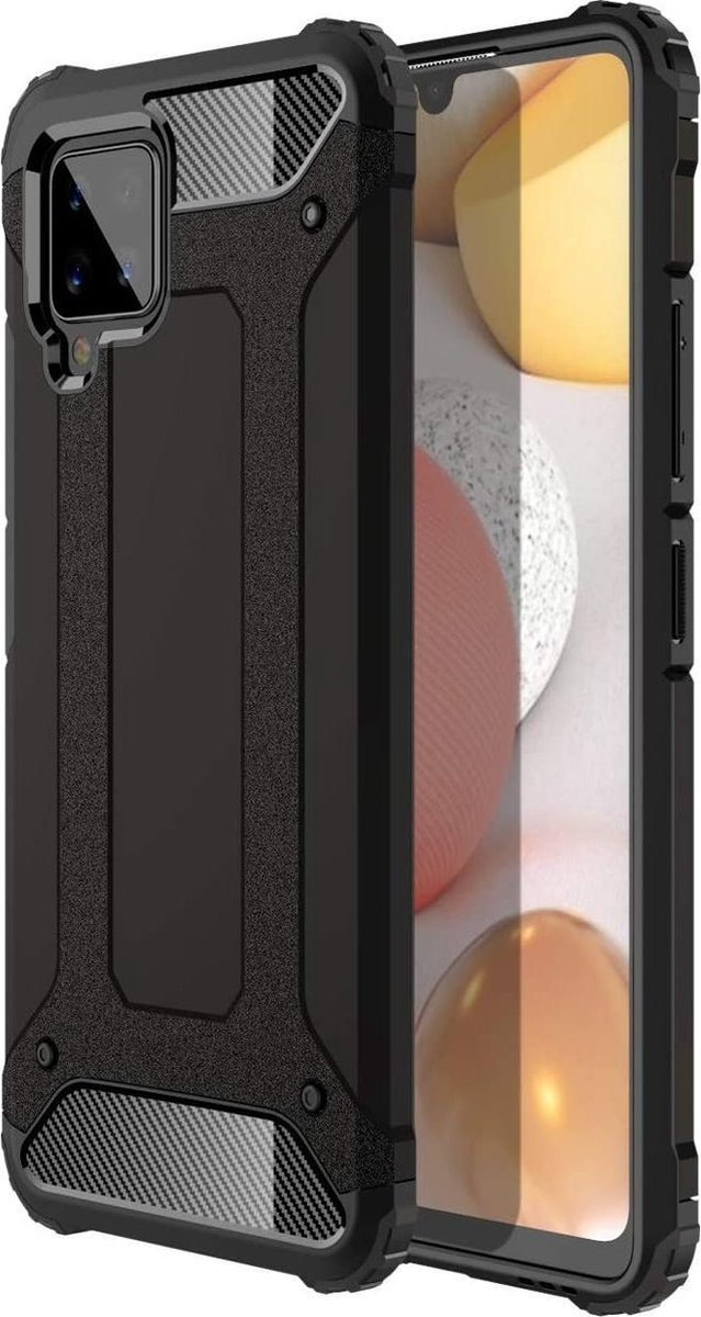 Hoesje Geschikt voor: Samsung Galaxy A42 4G Armor Hybrid - Zwart