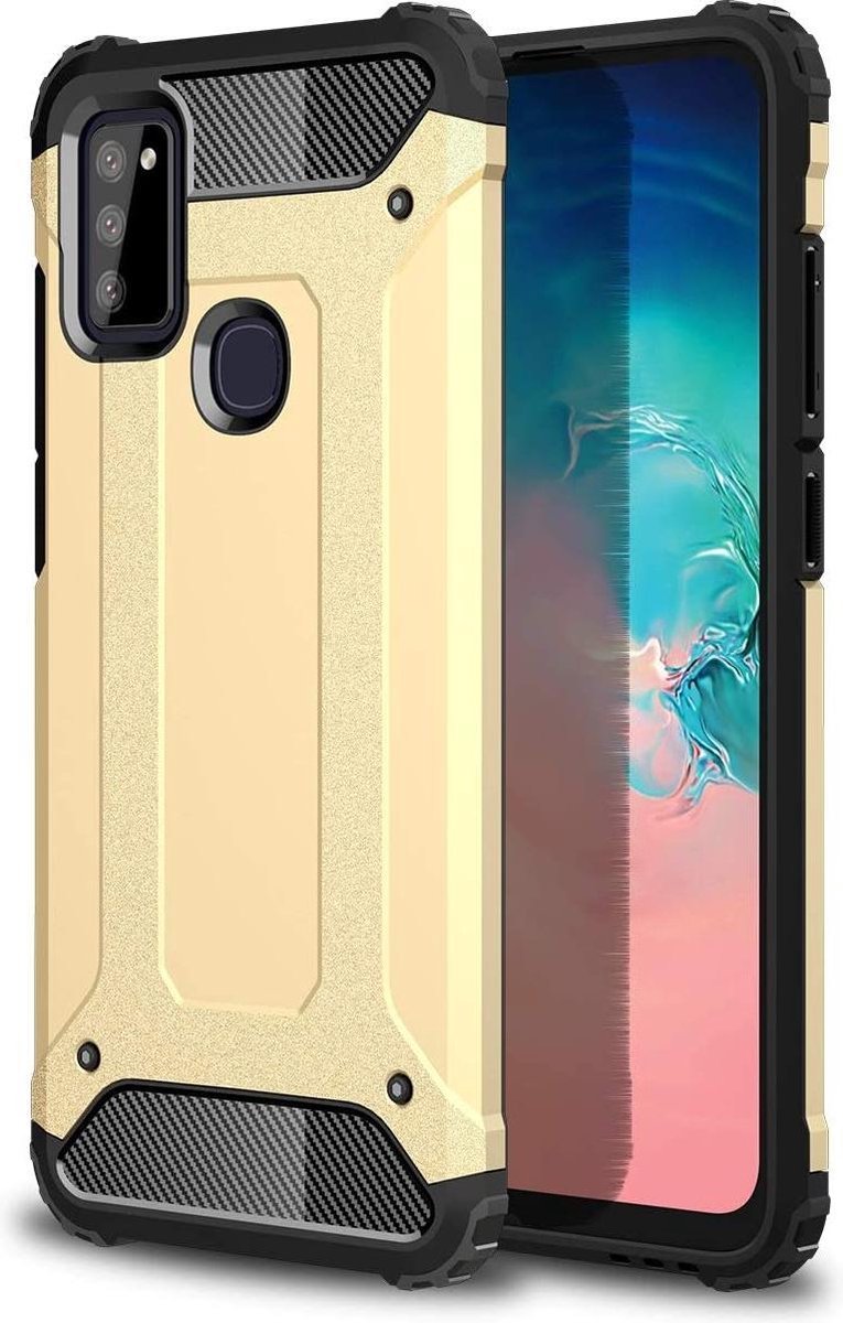 Hoesje Geschikt voor: Samsung Galaxy M51 Armor Hybrid - Goud