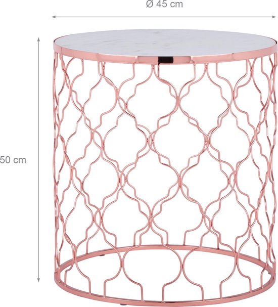 WOMO-DESIGN set de 2 tables d'appoint blanc, Ø 40/45 cm, métal et marbre