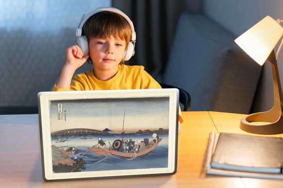 Sticker pour ordinateur portable - 11,6 pouces - Coucher de soleil sur le pont Ryogoku depuis la rive d'Onmaya - Peinture de Katsushika Hokusai - 30x21cm - Autocollants pour ordinateur portable - Skin pour ordinateur portable - Housse