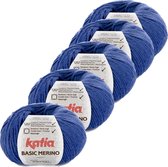 Basic Merino - kleur 45_Blauw - bundel 5 bollen 50 gr.  van 120 m.