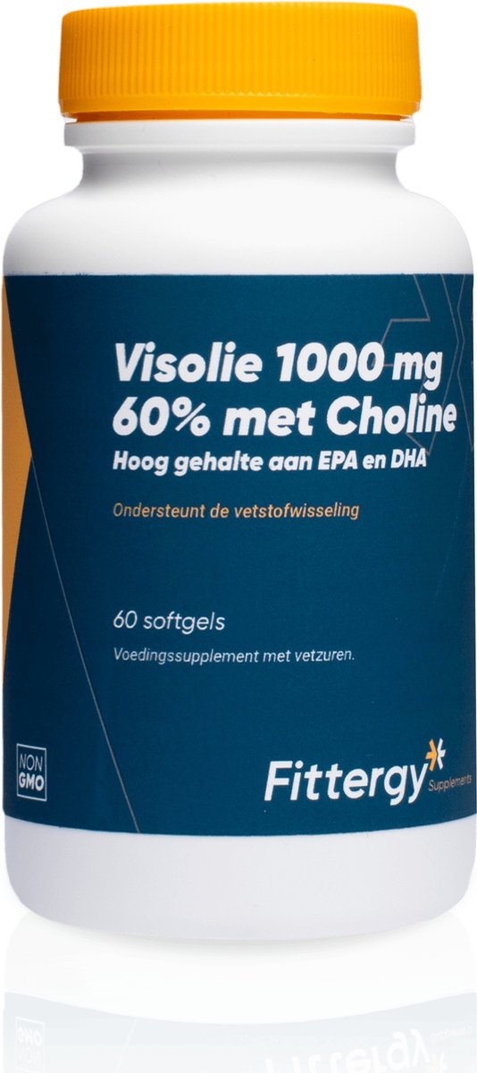 Goedkoopste Fittergy Visolie 1000mg 60 met choline 60 Softgels