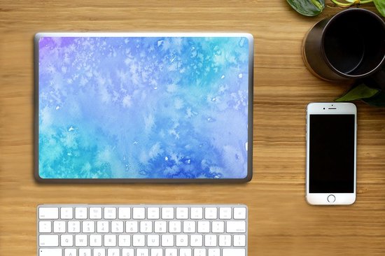 Sticker pour ordinateur portable - 11,6 pouces - Aquarelle - Blauw - Violet - Bleu clair - 30x21cm - Autocollants pour ordinateur portable - Skin pour ordinateur portable - Housse