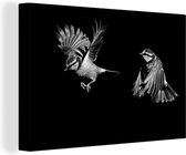 Peinture sur toile Deux oiseaux sur fond noir - noir et blanc - 120x80 cm - Art Décoration murale