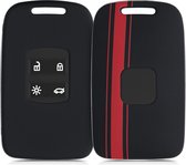 kwmobile autosleutelhoes geschikt voor Renault 4-knops Smartkey autosleutel (alleen Keyless Go) - hardcover beschermhoes - Rallystrepen design - rood / zwart