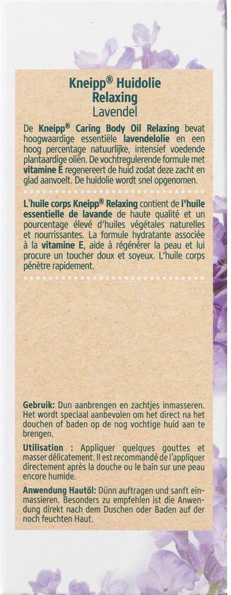 Kneipp Relaxing - Huidolie - Lavendel - Trekt snel in - Voor een soepele en zachte huid - Vegan - 1 st - 100 ml - Kneipp