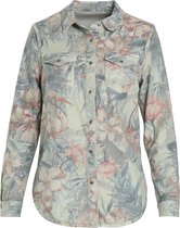 Cassis - Female - Omkeerbaar katoenen overhemd met een bloemenprint  - Kaki