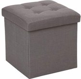 Made4Home® Opvouwbare Opberg Poef - Voetenbank Met Opbergruimte - Opbergbox Hocker - Grijs/bruin - 38x38cm