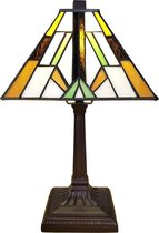 Tafellamp Tiffany 20*20*34 cm E14/max 1*25W | Bruin | 5LL-6109 | Clayre & Eef