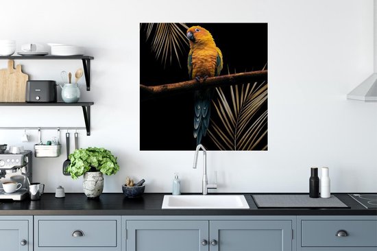 Muurstickers - Sticker Folie - Vogel - Papegaai - Tak - Varen - 50x50 cm - Plakfolie - Muurstickers Kinderkamer - Zelfklevend Behang - Zelfklevend behangpapier - Stickerfolie