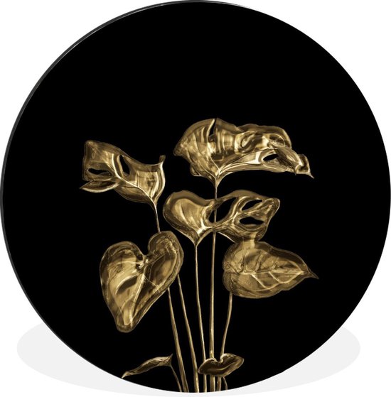 WallCircle - Wall Circle - Wall Circle - Feuilles - Or - Plantes - Aluminium - Dibond - 140x140 cm - Intérieur et Extérieur