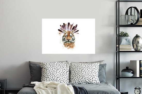 Stickers muraux - Tigre - Tête - Ressorts - 90x60 cm - Feuille adhésive
