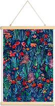JUNIQE - Posterhanger Tropische inkt - patroon -30x45 /Blauw & Groen