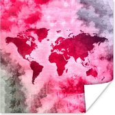 Poster Wereldkaart - Abstract - Kleuren - 30x30 cm
