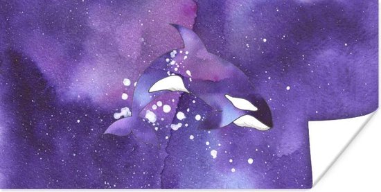 Poster Dieren - Orka - Aquarel - 120x60 cm