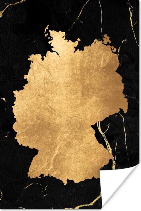 Poster Landkaart - Duitsland - Goud - 20x30 cm