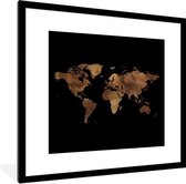 Fotolijst incl. Poster - Wereldkaart - Goud - Zwart - 40x40 cm - Posterlijst