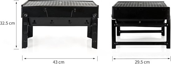 Decopatent® Portable Houtskool Barbecue - Grilloppervlak (LxB) 43 x 27 cm - Inklapbaar - Zwart van Decopatent® — afbeelding 2