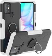 Voor Infinix Note 10 Armor Bear schokbestendige pc + TPU-beschermhoes met ringhouder (wit)