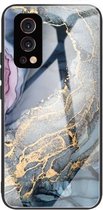 Abstracte marmeren patroon glazen beschermhoes voor OnePlus Nord 2 5G (abstract goud)