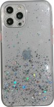 Samsung Galaxy A22 5G Transparant Glitter Hoesje met Camera Bescherming - Back Cover Siliconen Case TPU - Samsung Galaxy A22 5G - Transparant