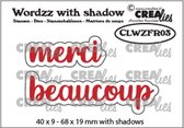 Crealies Wordzz with shadow snijmallen - Merci beaucoup