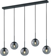 Lampe à Suspension LED - Torna Balina - Raccord E14 - 5 lumières - Rectangle - Zwart Mat - Aluminium