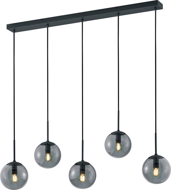 LED Hanglamp - Torna Balina - E14 Fitting - 5-lichts - Rechthoek - Mat Antraciet - Aluminium