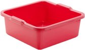 Kunststof teiltje/afwasbak vierkant 11 liter rood - Afmetingen 36 x 35 x 13 cm - Huishouden