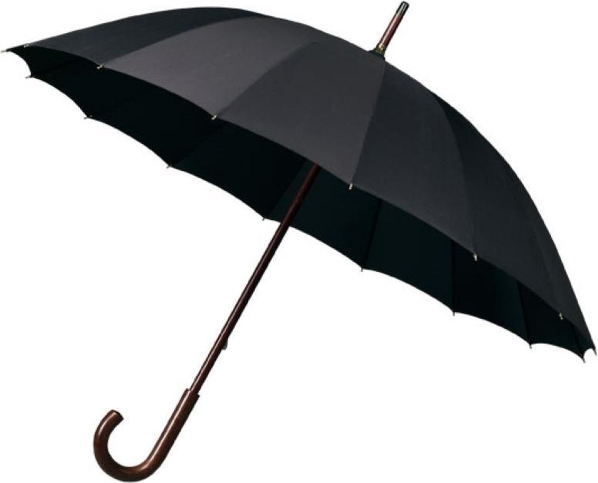 Parapluie Homme Falcone avec Bâton en Bois - Ø 125 cm - Noir