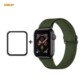 Voor Apple Watch Series 6/5/4 / SE 40 mm Hat-Prince ENKAY 2 in 1 verstelbare flexibele polyester polshorloge band + volledig scherm volledige lijm PMMA gebogen HD-schermbeschermer (donkergroe