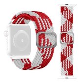 Gesp gevlochten elastische band horlogeband voor Apple Watch Series 6 & SE & & 5 & 4 40 mm / 3 & 2 & 1 38 mm (rood en wit)